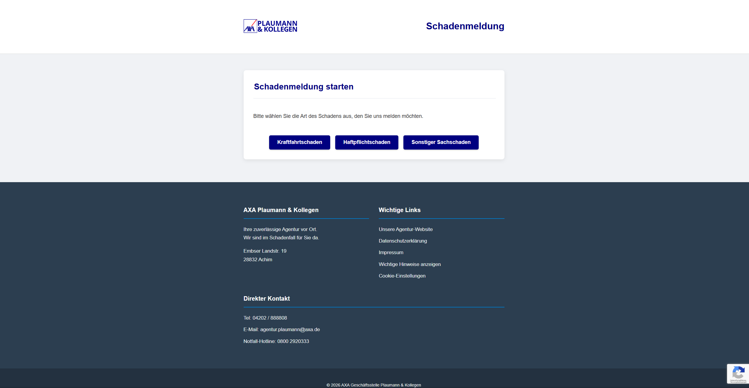 SCHADENMELDUNG